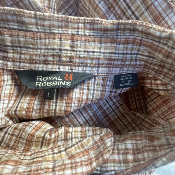 Royal Robbins Mens Plaid Short Sleeve Button-Up Shirt Large Organic Cotton Blend - Picture 3 of 8